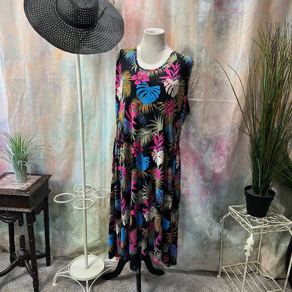 📌 bpc Floral Design A-Line Casual Hip-friendly Plus Size Cotton Dress - Picture 1 of 15